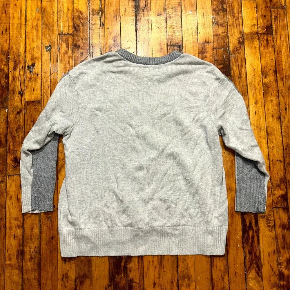 Tommy Hilfiger Sweater Men's 2XL Gray Knit Long Sleeve Script Logo Crew Neck‎